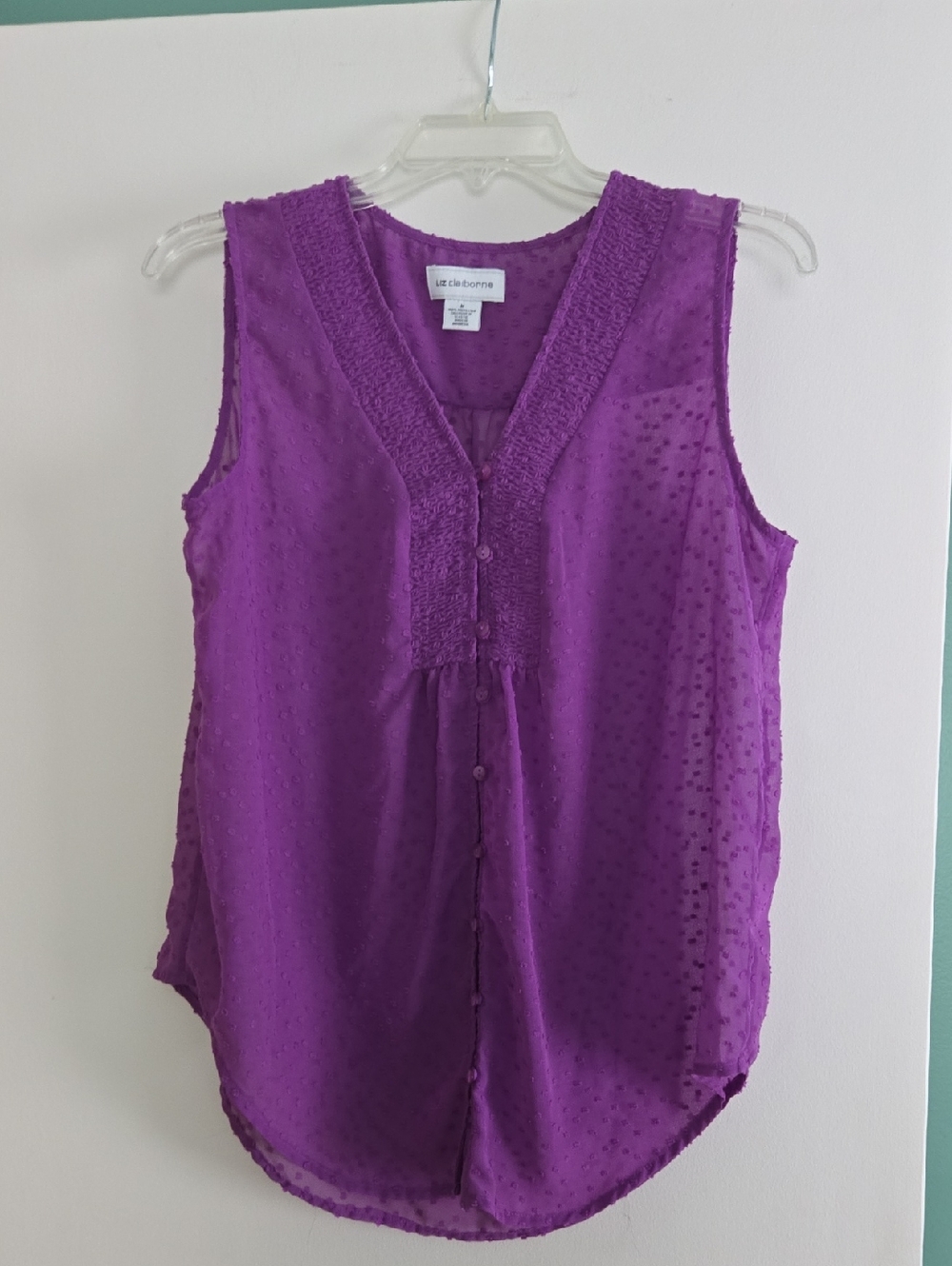 Liz Claiborne Purple Textured Sleeveless V-Neck Camisole